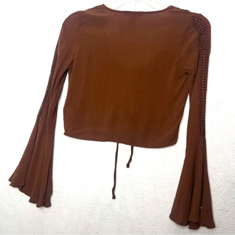 Vintage Y2K Flare Sleeve Top Women Small Whimsigoth Boho Fairy Peasant Bell 90s